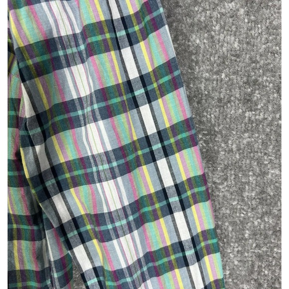 J Crew Long Sleeve Plaid Popover 3/4 Button Shirt Womens Size Medium Pocket - Picture 14 of 14